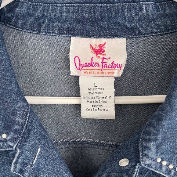 Quacker Factory Angel Star Embellished Jacket Size L Denim - Picture 2 of 7